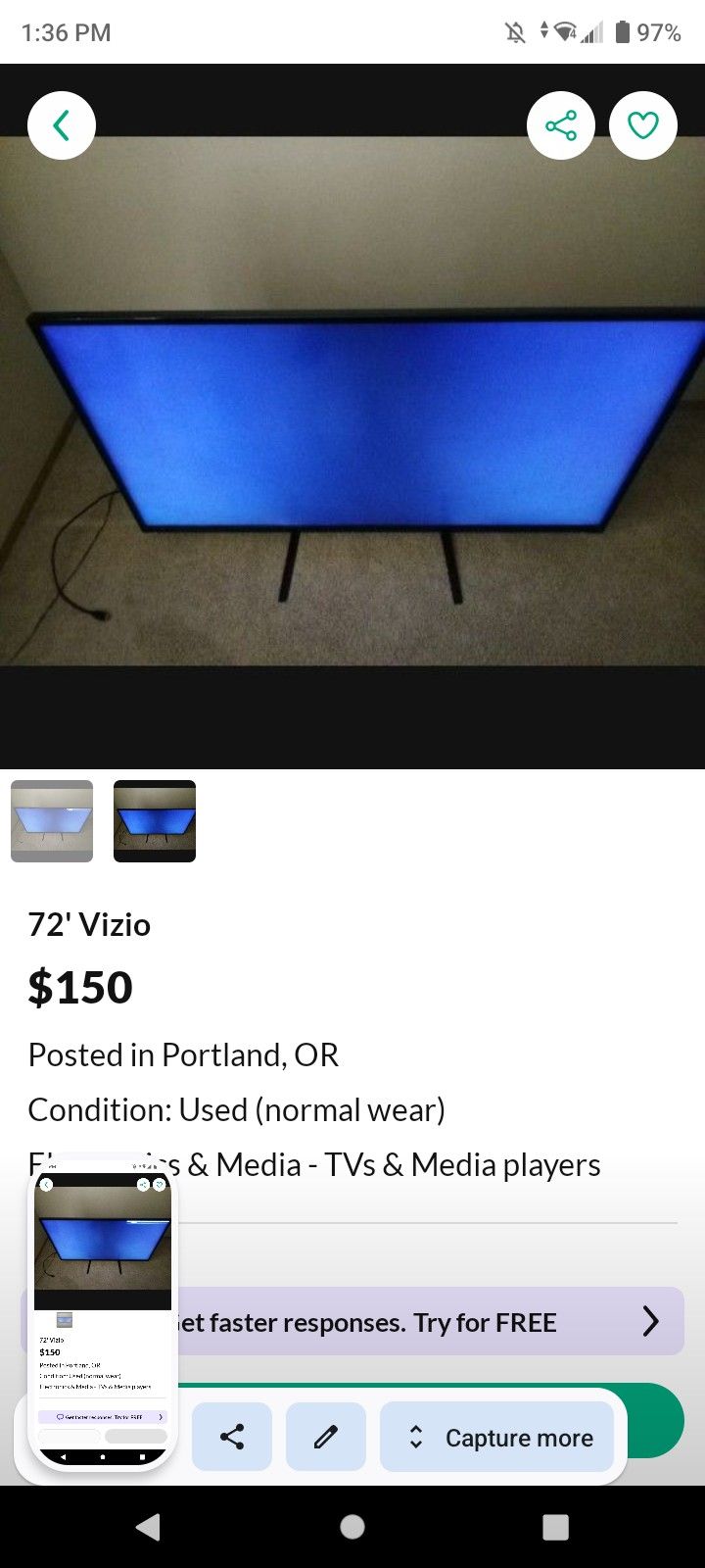 72inch Viszio 100 This Week Only