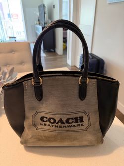 Vintage Y2K Coach Leatherware Canvas and Leather Tote Bag