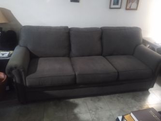 Dark Gray 3-Seat Sofa set with Nailhead Trim