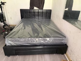 NEW BED FRAME FULL SIZE WITH MATTRESS AND BOX