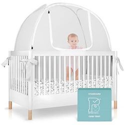 Pro Baby Safety Pop Up Crib Tent, Fine Mesh Crib Netting Cover to Keep Baby from Climbing Out, Falls and Mosquito Bites, Safety Net, Canopy Netting Co
