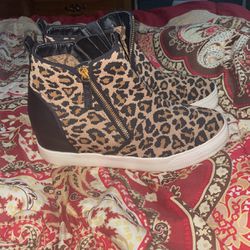 Steve Madden Ditta Wedge Leopard Print High Top Sneakers