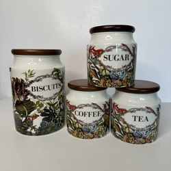 Vintage Dunoon FLORA Stoneware Kitchen Canisters