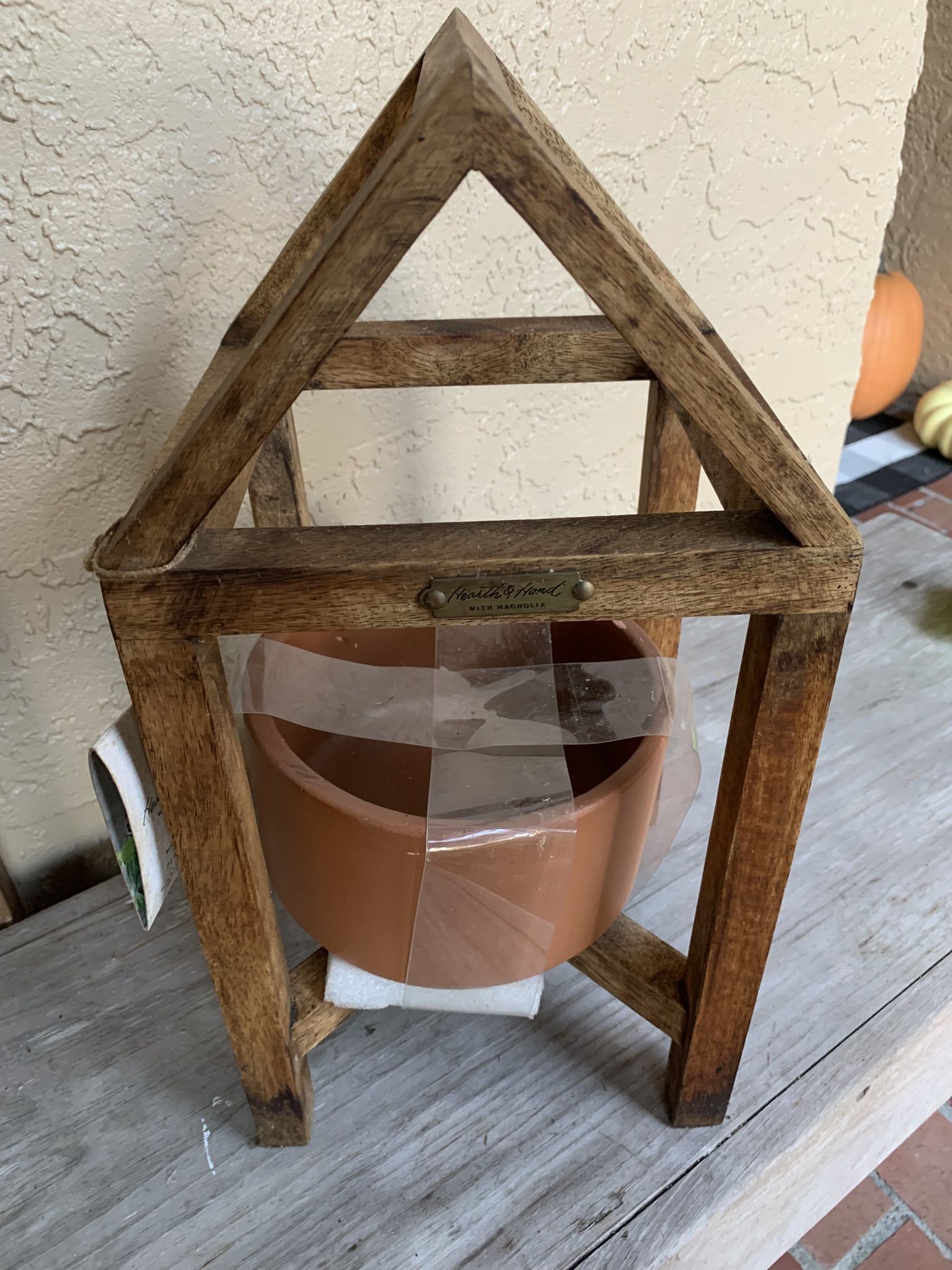 Hearth & Hand By Magnolia Terracotta Pot And Wooden House Plant Stand