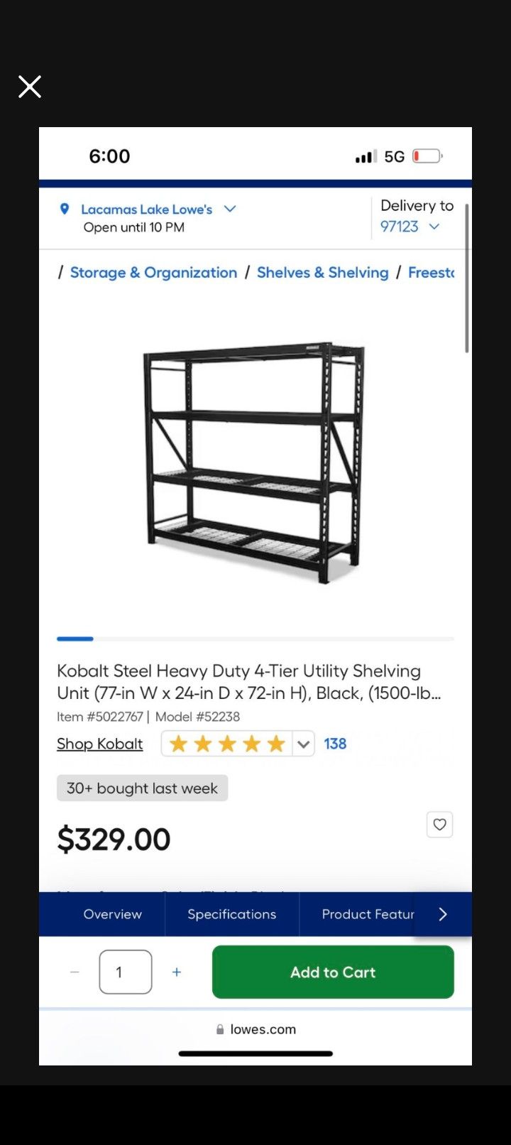 4 Tier Metal Industrial Strength Shelving 