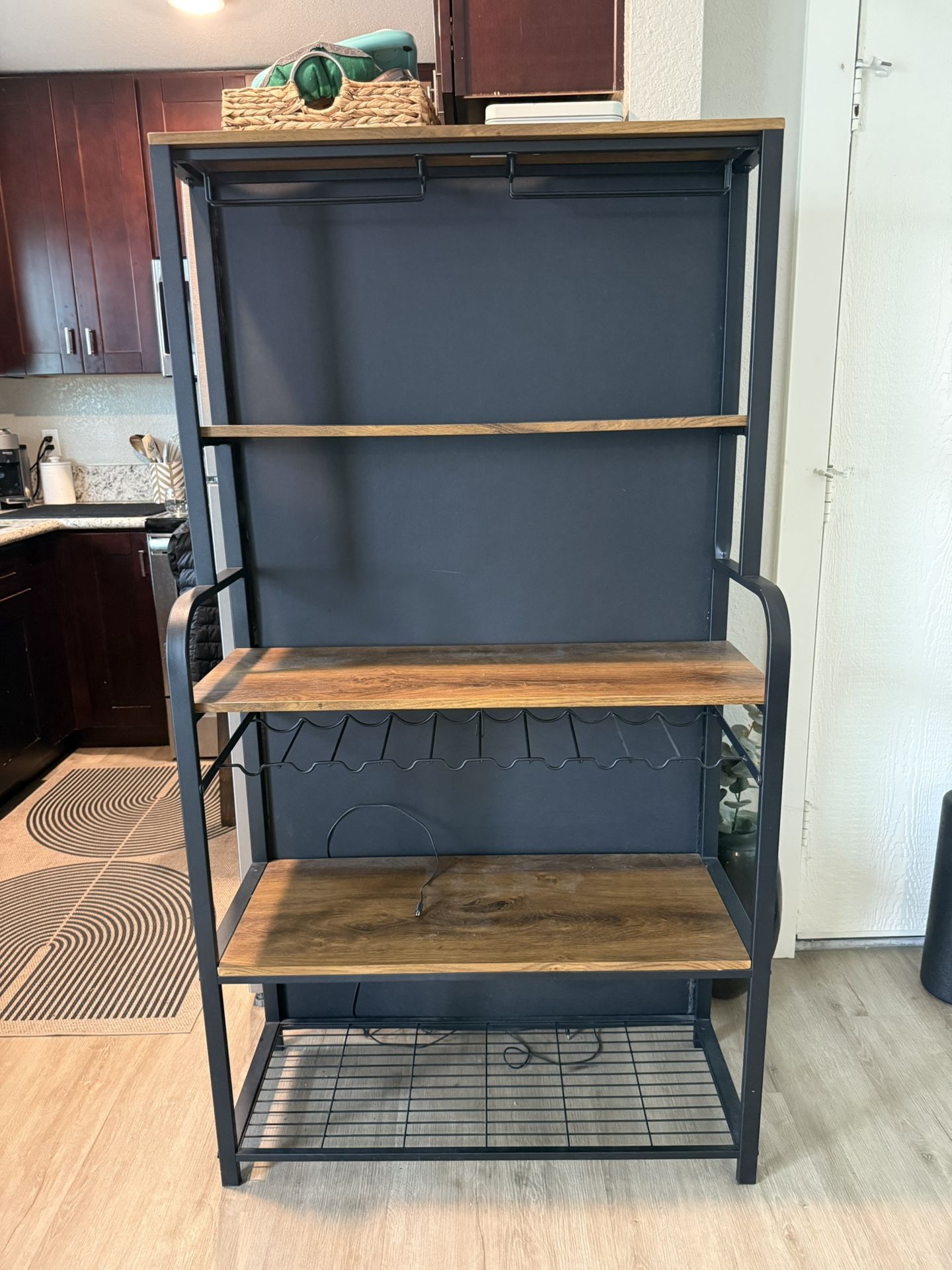 Bar Cart Shelf With Wine Bottle And Glass Storage
