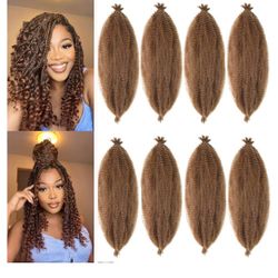 8 Pack Afro Twist Spring Pre Fluffed, Pre Stretched Wrapping Hair-Soft Locs 28”