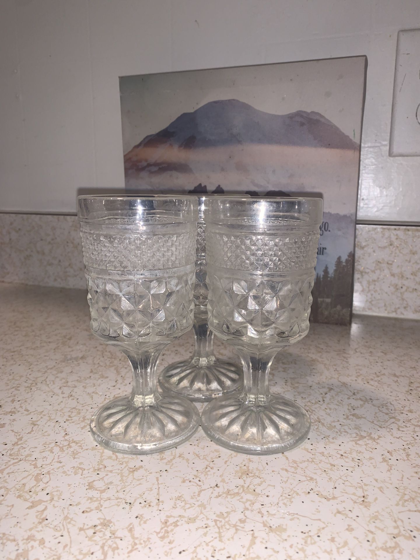 Vintage Anchor Hocking Pressed Glass Wexford Goblets