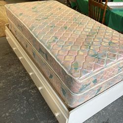 Twin mattress and box spring with underneath storage