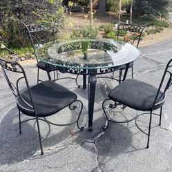 Wrought Iron Marble Glass Dinette Set 