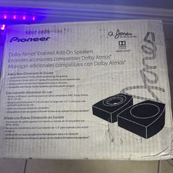 Brand new, never used Pioneer Dolby Atmos add-on speakers (SP-T22A-LR). Still in original box.