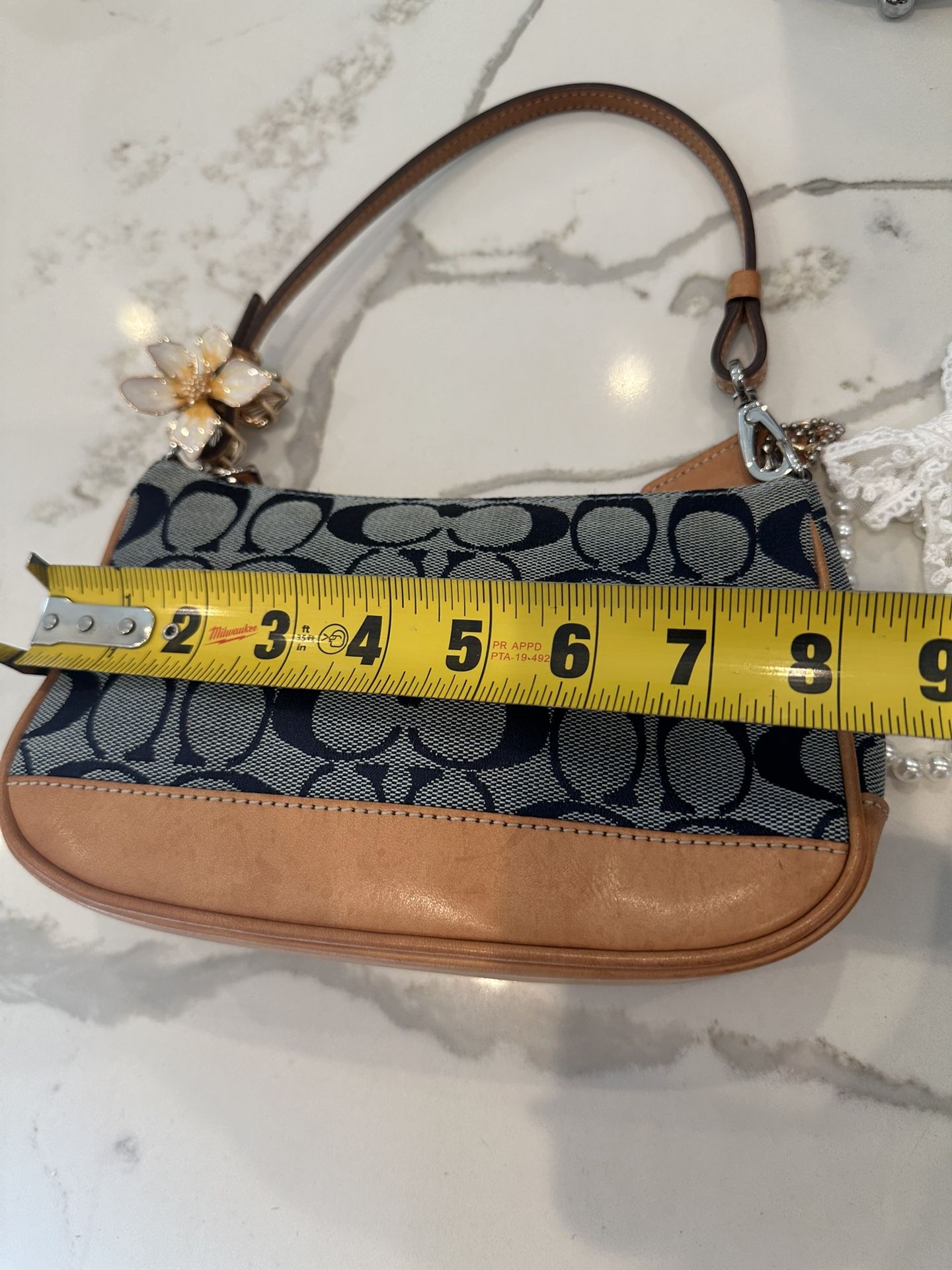 Coach Signature Demi Pouch 6094 Y2K Mini Shoulder Bag Canvas Brown 