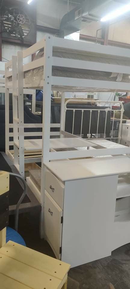 New Loft Bed With Desk Benches Dresser Drawers And Another Storage Space Unit