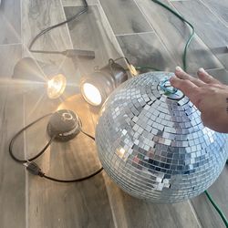 Disco Ball W/DOUBLE Spot Light, & Rotating Motor