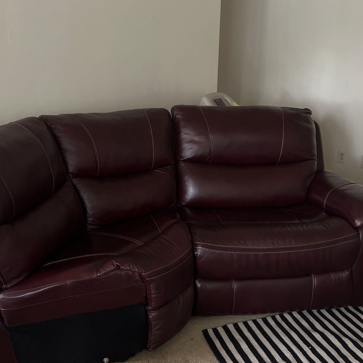 Dark Burgundy Reclining Corner Couch 