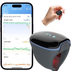 Wellue O2Ring Pulse Oximter, Bluetooth SPO2 Blood Oxygen Saturation Monitor - Wearable O2 Ring Sensor with Vibration Reminder, Free APP & PC Report, R