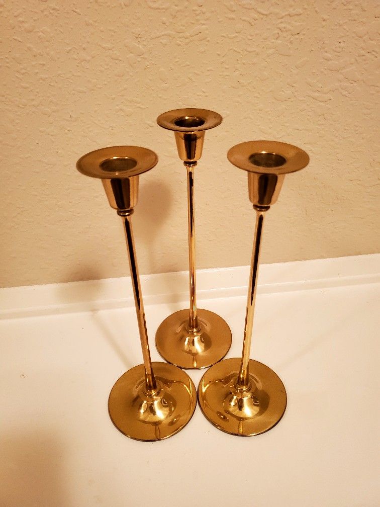 Hallmark Classic 10" Brass Candlestick, Holder Set Of 3