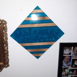 EPOXY RESIN WALL ART It's A Metalic Cobalt Blue It's 9x9 And 1" Thick  Blue