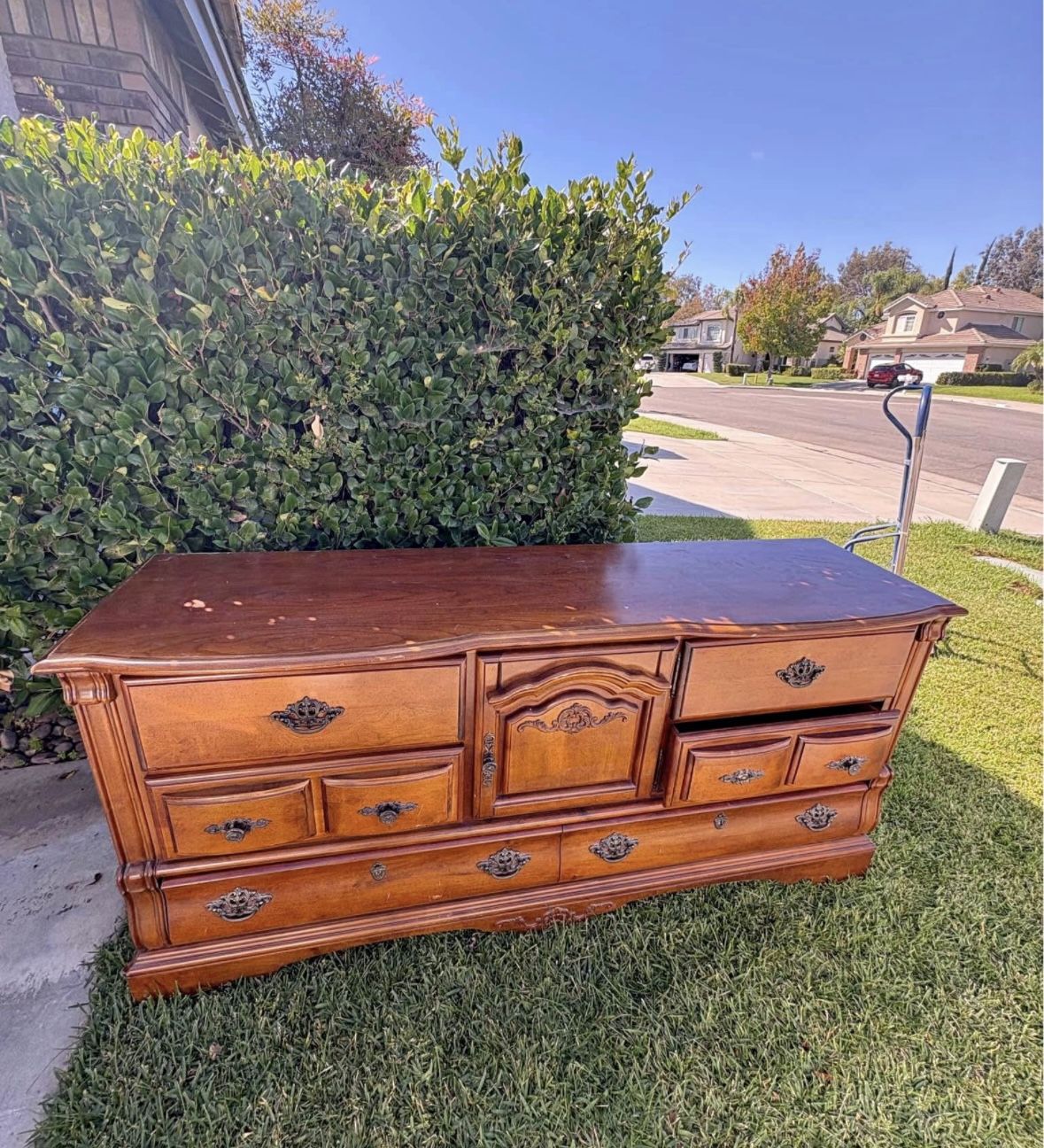 Solid wood dresser with mirror