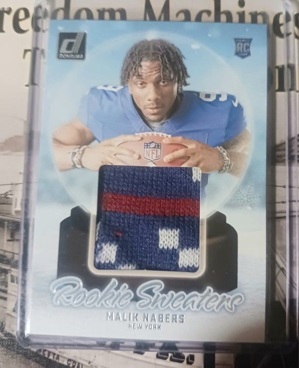 Real Nice Pair Of Malik Nabers Rookie Game Worn Jersery Patch Cards .. Mint .!!!