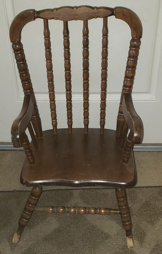 Elegant Handcrafted Wood Child's Rocking Chair