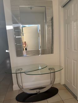 Coffee table and Wall Mirror.