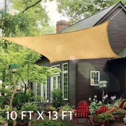New In Box 13x10 Feet Rectangular Sun Shade Sail With Anchor Ropes Terracotta Or  Tan Color 
