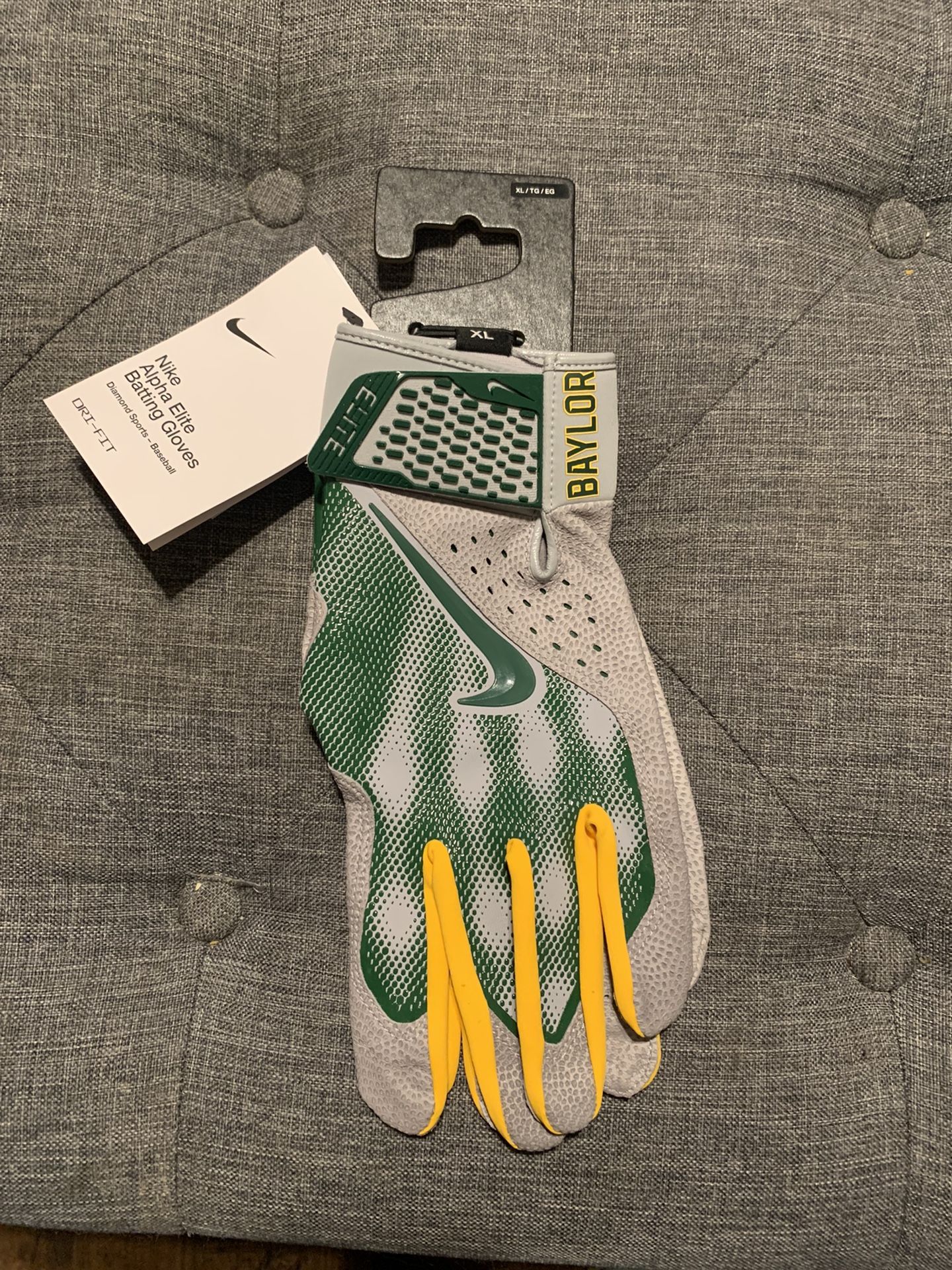 Nike Baylor Bears Team Exclusive Alpha Elite Baseball Batting Gloves