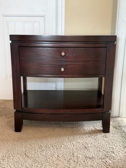2 Dark Wood Nightstands with Drawer