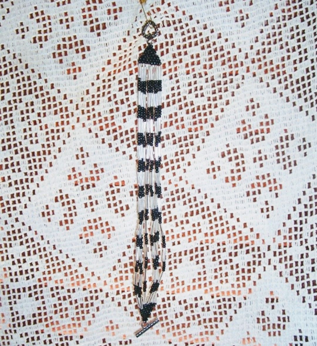 Silver Black Raiders Seed Bead Bracelet