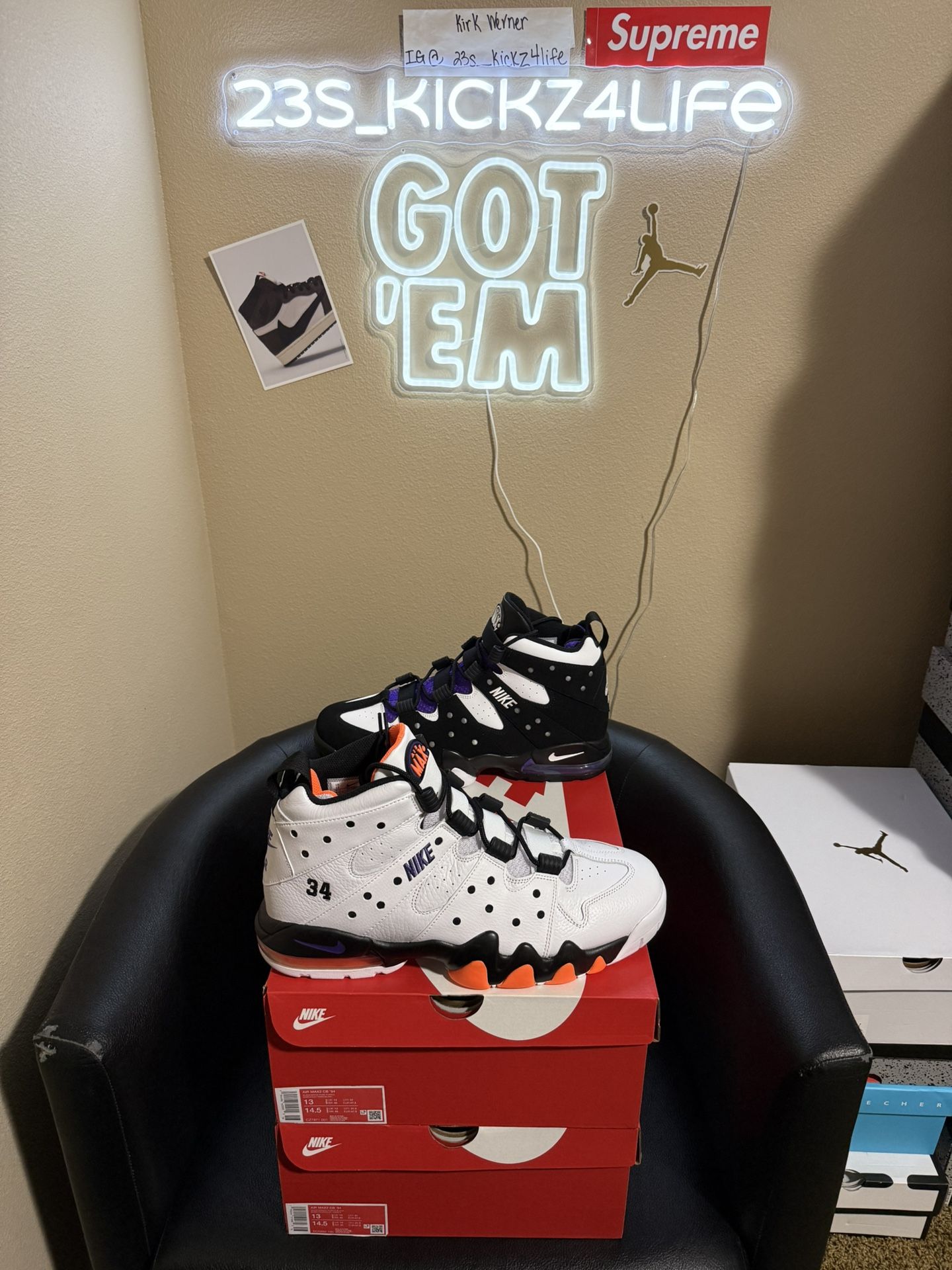 Brand new Nike Air Max Charles Barkley Suns/ Black&Purple both size 13 with original boxes