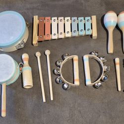 Brand New 12 Piece Kids Musical Instrument Set Drum Tambourine Xylophone Hand Bells