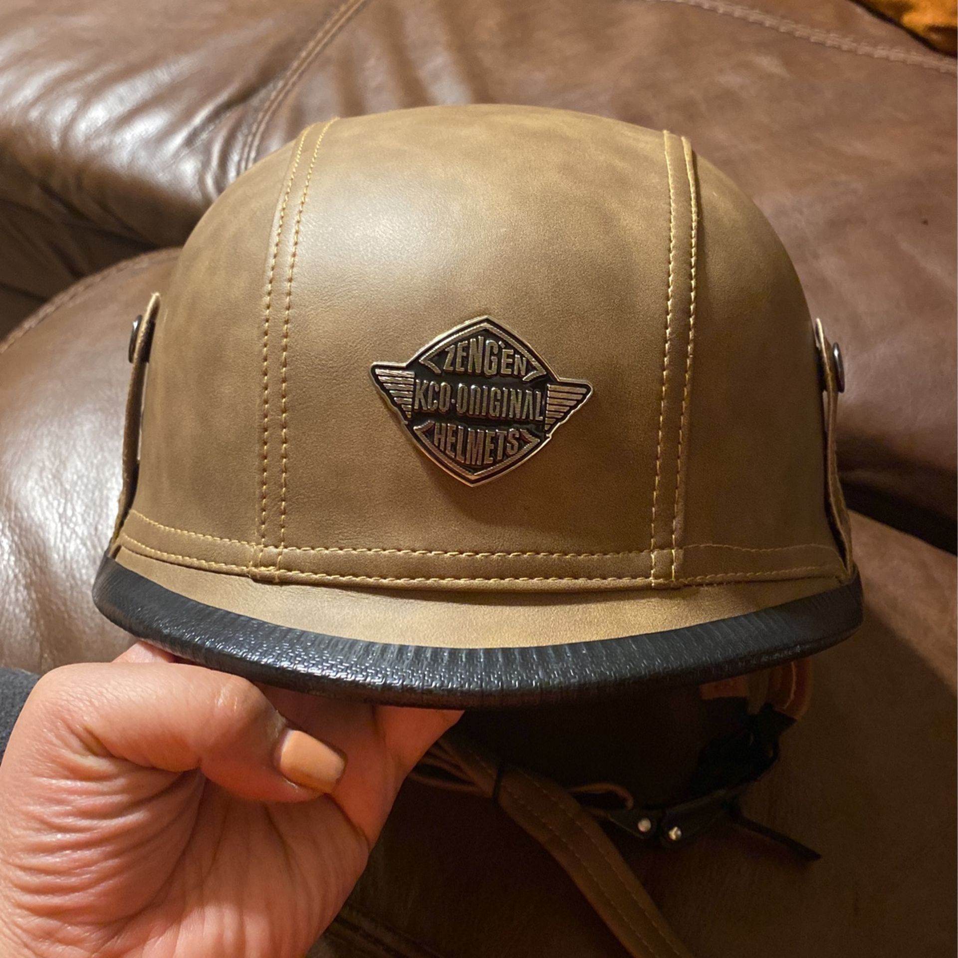 Motorcycle Helmet Leather Vintage Style