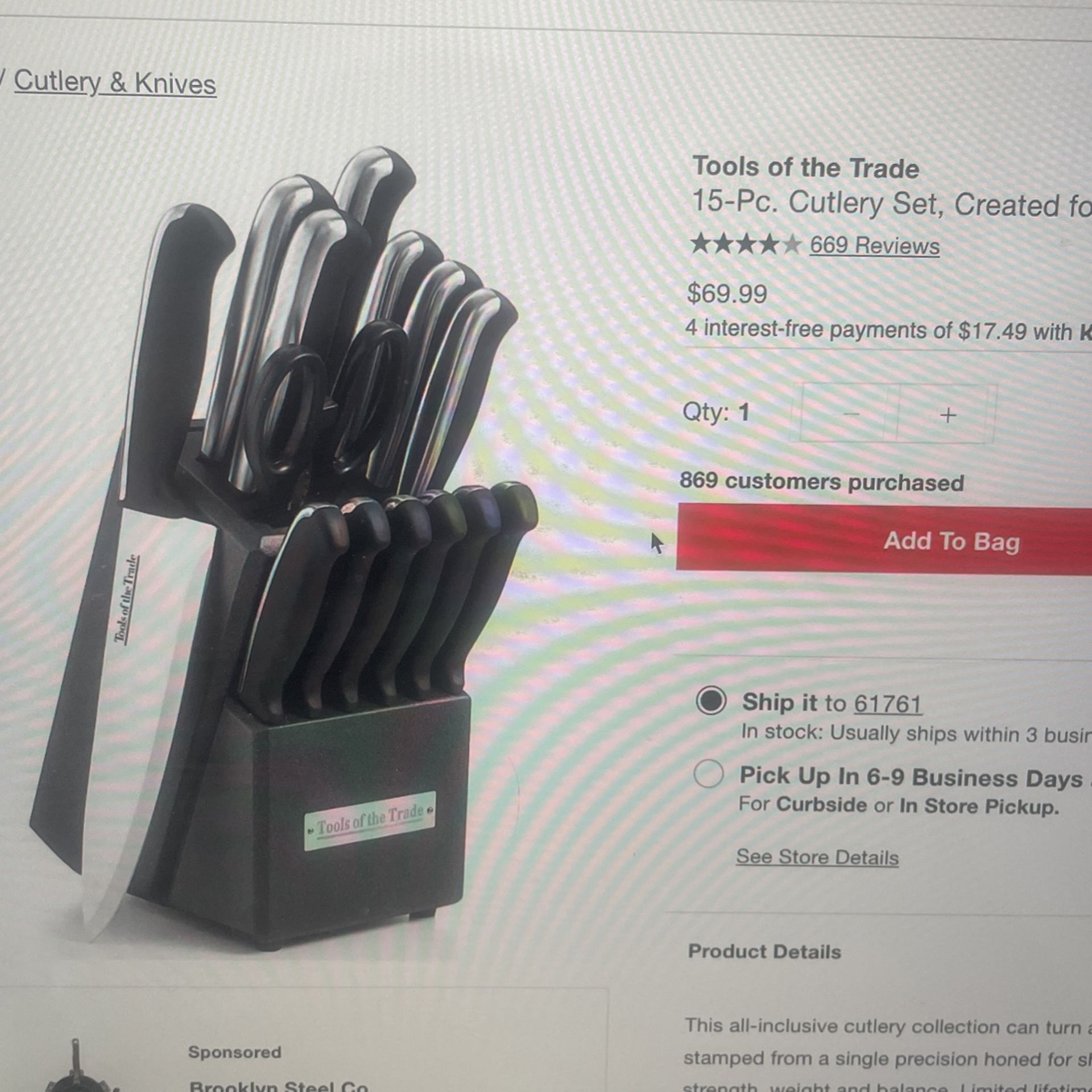 Tools Of The Trade Knives Set For Sale