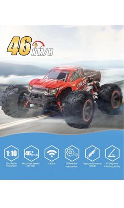RC Cars for Adults 46KM/H 1:10 Scale Large High Speed Remote Control Car,4WD Rc Trucks for Boys 2.4GHz Off Road Monster Truck with Extra Shell,2 Batte