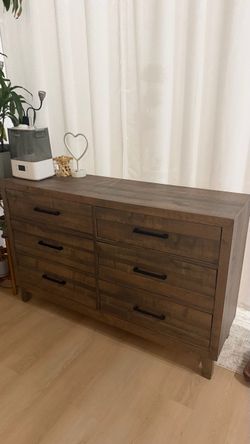 Brown Wood Dresser + 2 Matching Nightstands