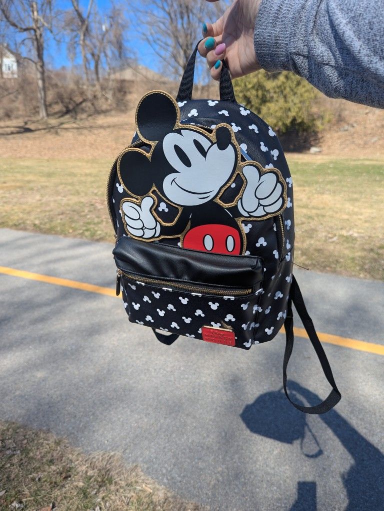 Disney Black & White Mickey Mouse Back Pack Book Bag Purse NWT