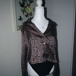 Rachel Zoe Leopard Print Button Up