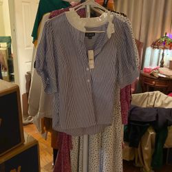 Brand New. J. Crew Women’s Striped Short-sleeve V-beck Blouse/NEW