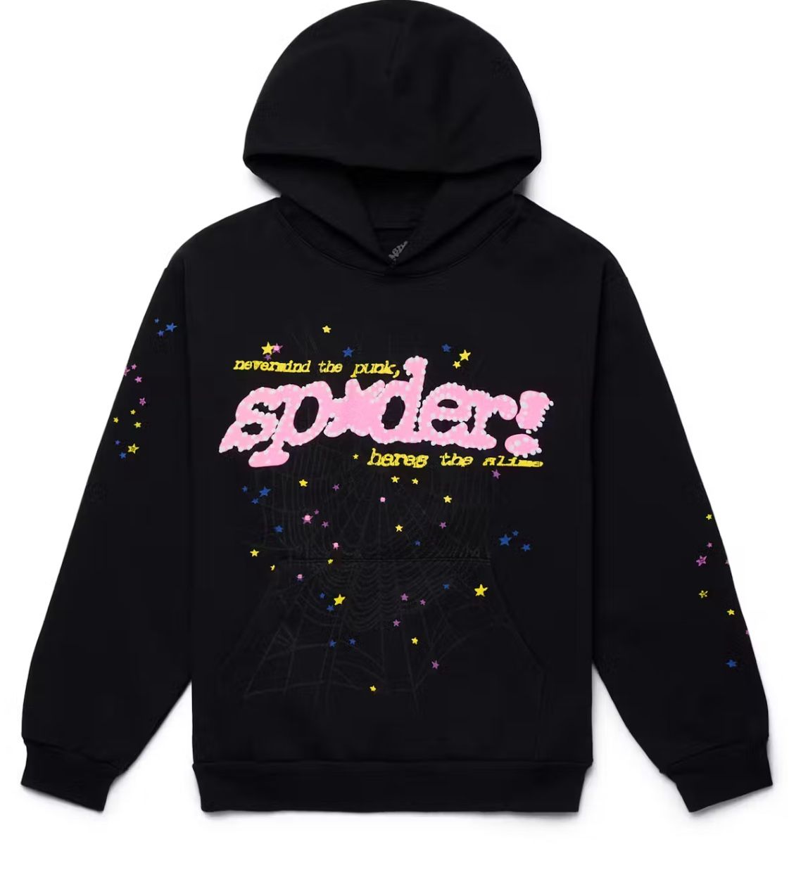 black and pink sp5der hoodie