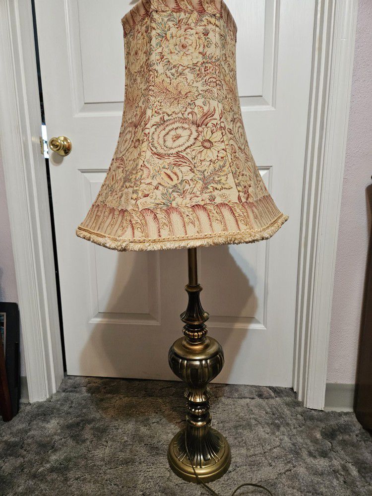 Vintage Brass Lamp And Shade 