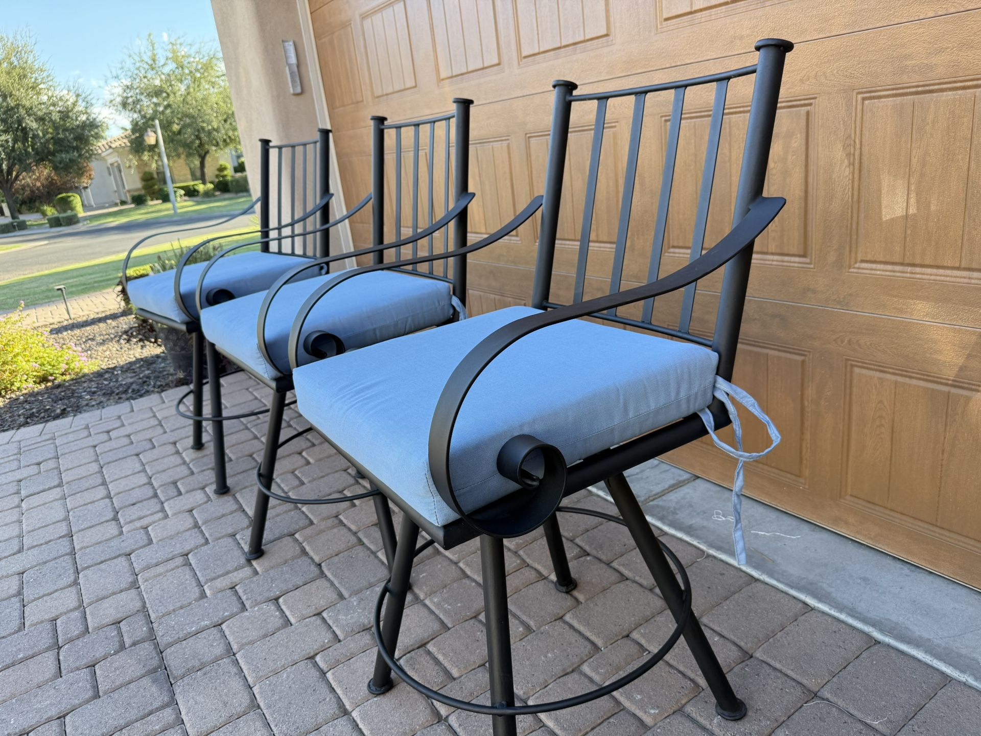 3 QUALITY CUSTOM MADE CAST IRON BAR STOOLS
