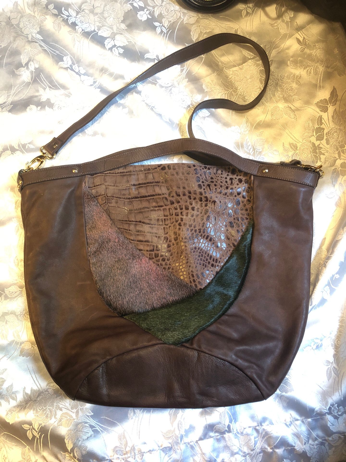 Aleanto brown genuine leather handbag purse