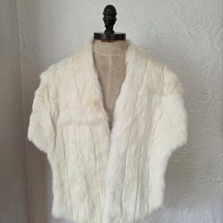 White Rabbit Fur Stole Wrap Shrug NO OFFERS 