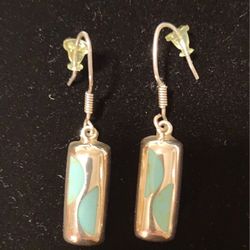 Sterling Siver Earings With Turquoise Inlays