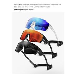Brand new 3 Pack Kids Polarized Sunglasses - Youth Baseball Sunglasses for Boys Girls Age 3-12 Sports UV Protection Goggles  Whitestone/Flushing, Quee
