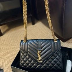 YSL medium tri-quilted matelasse shoulder bag      9.5W x 7H x 2.25D