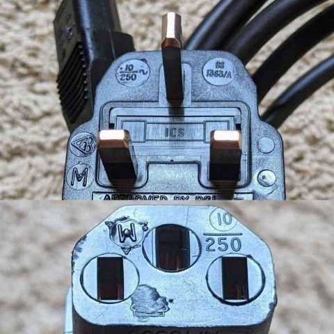 England UK electrical outlet three prong 6 foot replacement power cord cable for computer or monitor