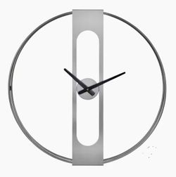 NEW Urgo 22” Round Numberless Modern Silver Metal Wall Clock