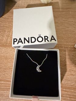 Pandora Crescent Moon Necklace + Stud Earrings Set | Never Worn